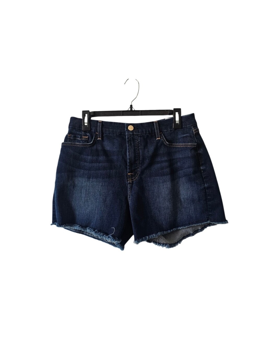 Jen 7 For 7 For All Mankind Midi Jean Shorts Size 10 Dark Wash Raw Hem